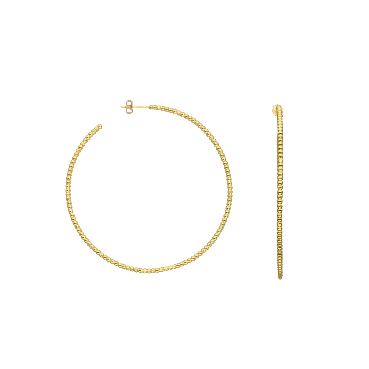 Boucles d'oreilles Créoles argent doré boules modèle moyen