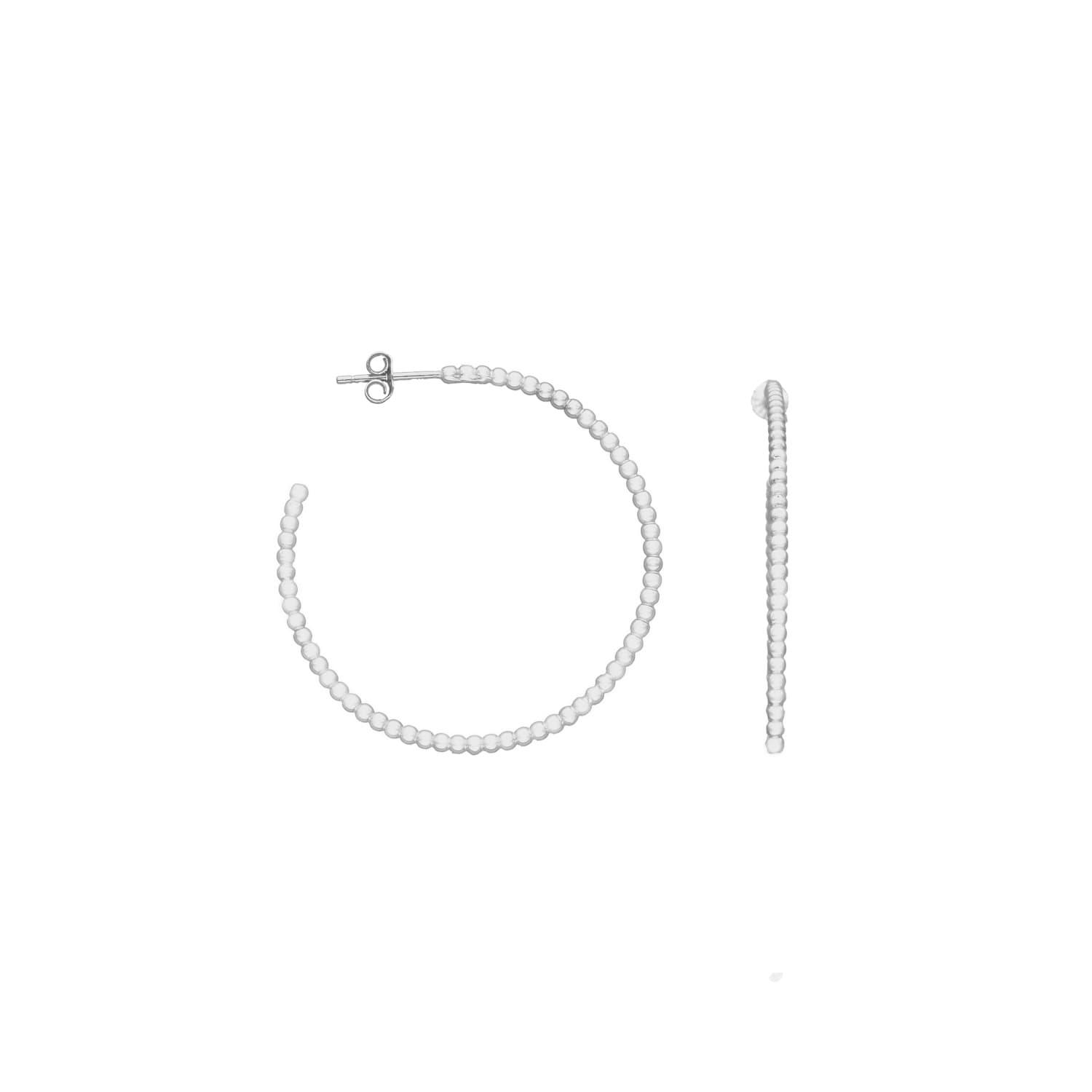 Boucles d'oreilles Créoles argent rhodié boules petit modèle