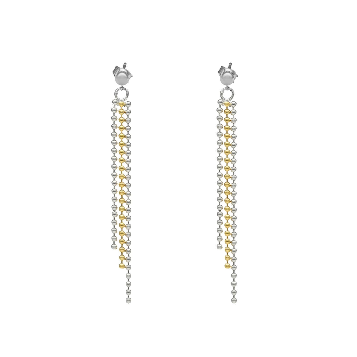 Boucles d'oreilles pendantes argent rhodié doré boules