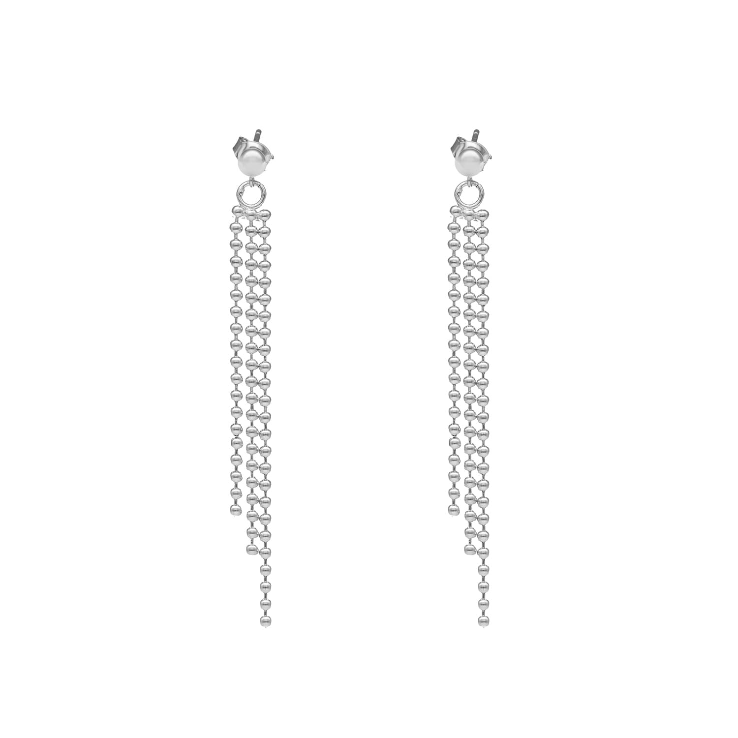 Boucles d'oreilles pendantes argent rhodié boules