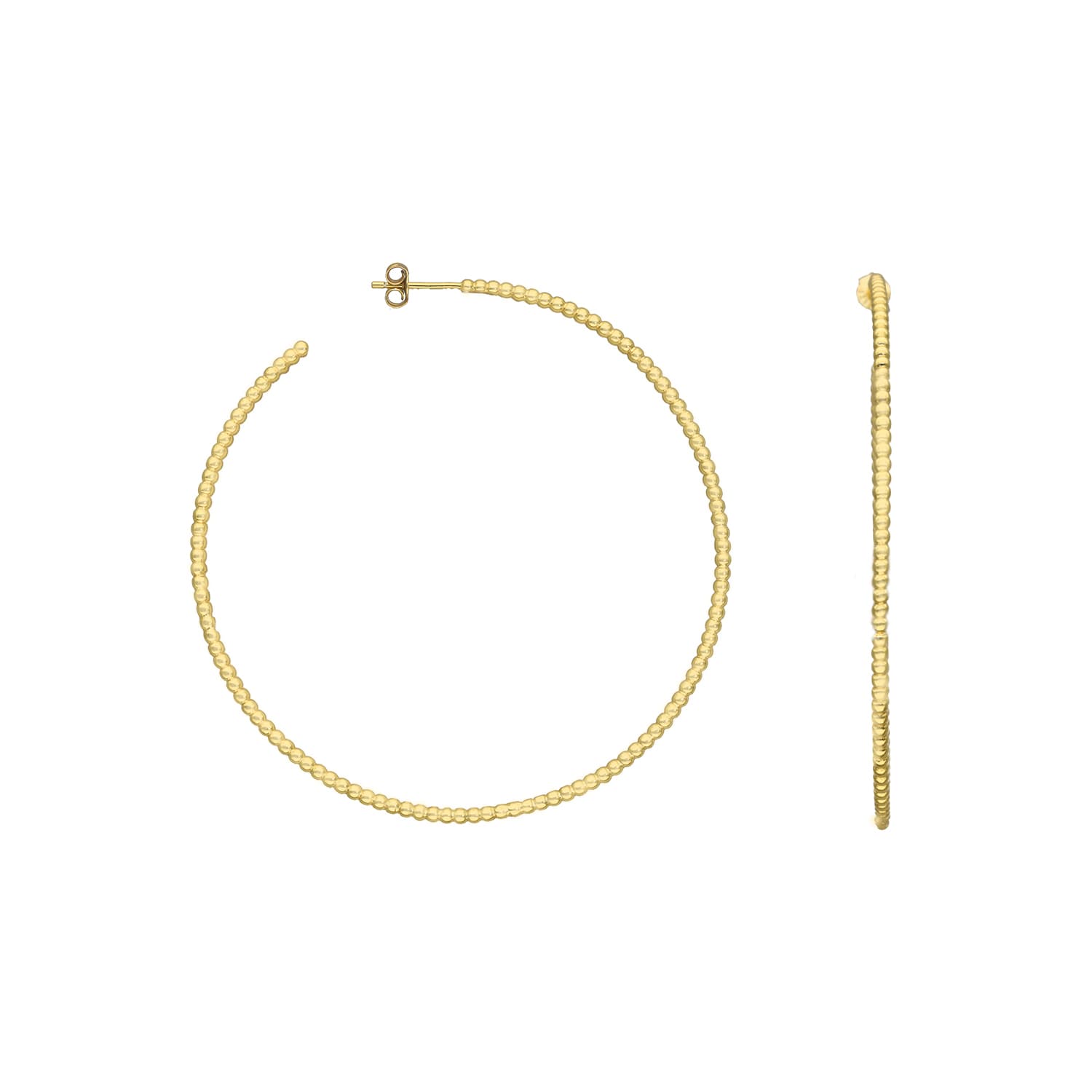 Boucles d'oreilles Créoles argent doré boules grand modèle