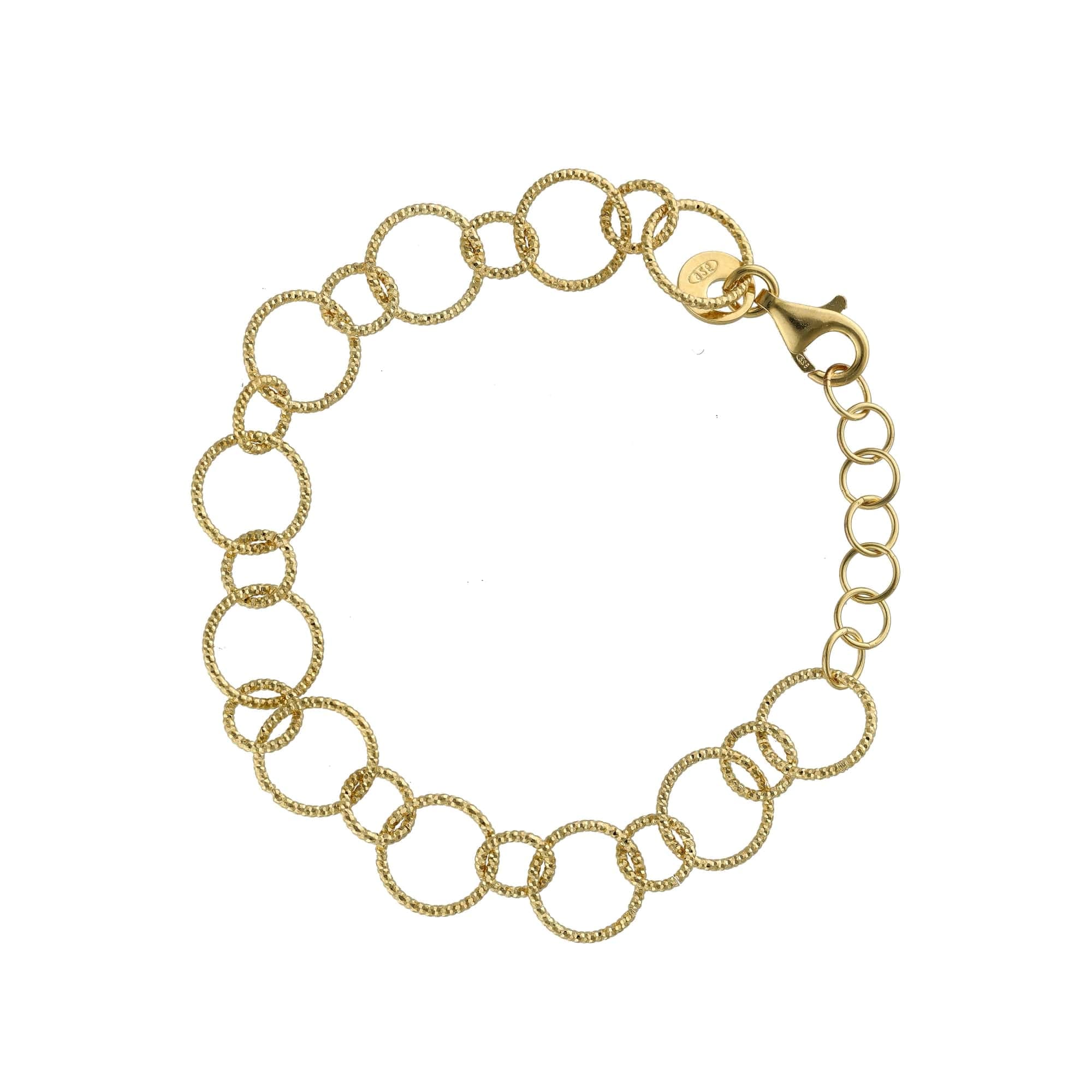 Bracelet argent doré cercles diamantés