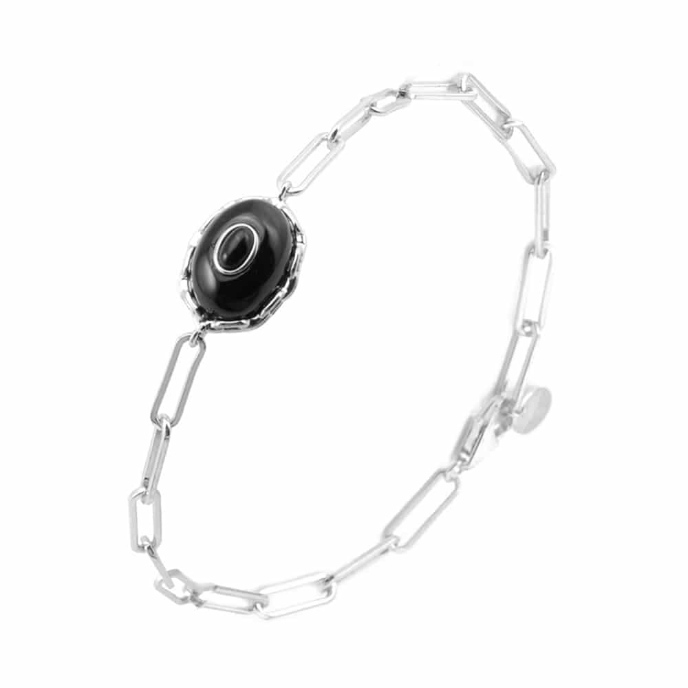 Bracelet argent rhodié clothilde onyx noire