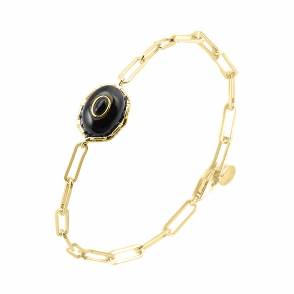 Bracelet argent doré clothilde onyx noire