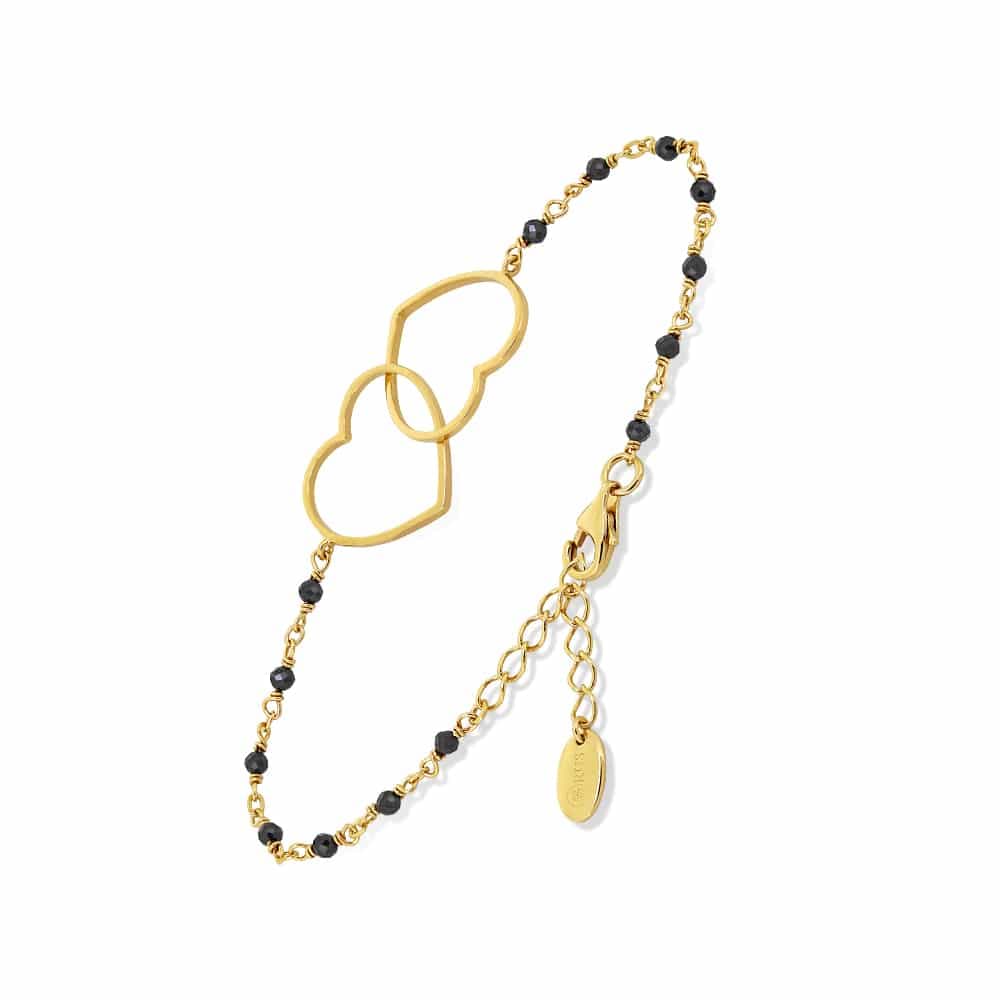 Bracelet argent doré cœur et spinelle noire