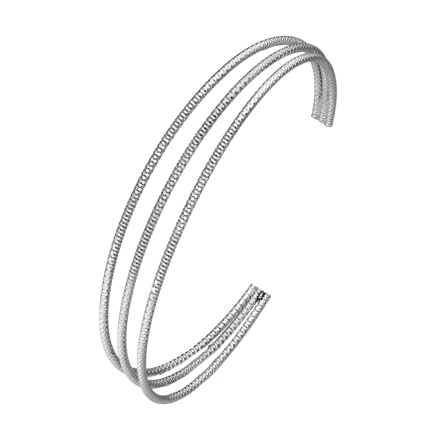 Bracelet jonc argent rhodié diamanté