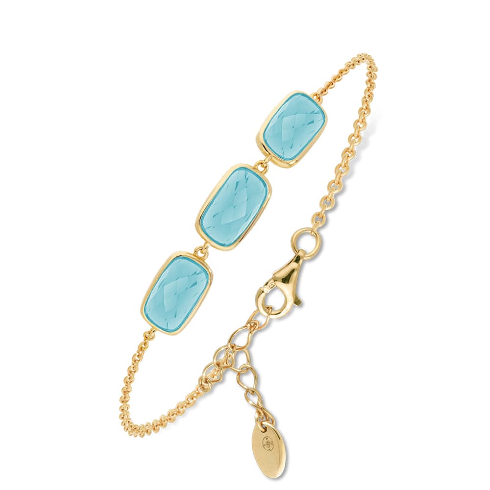 Bracelet argent doré galet pierre vert eau