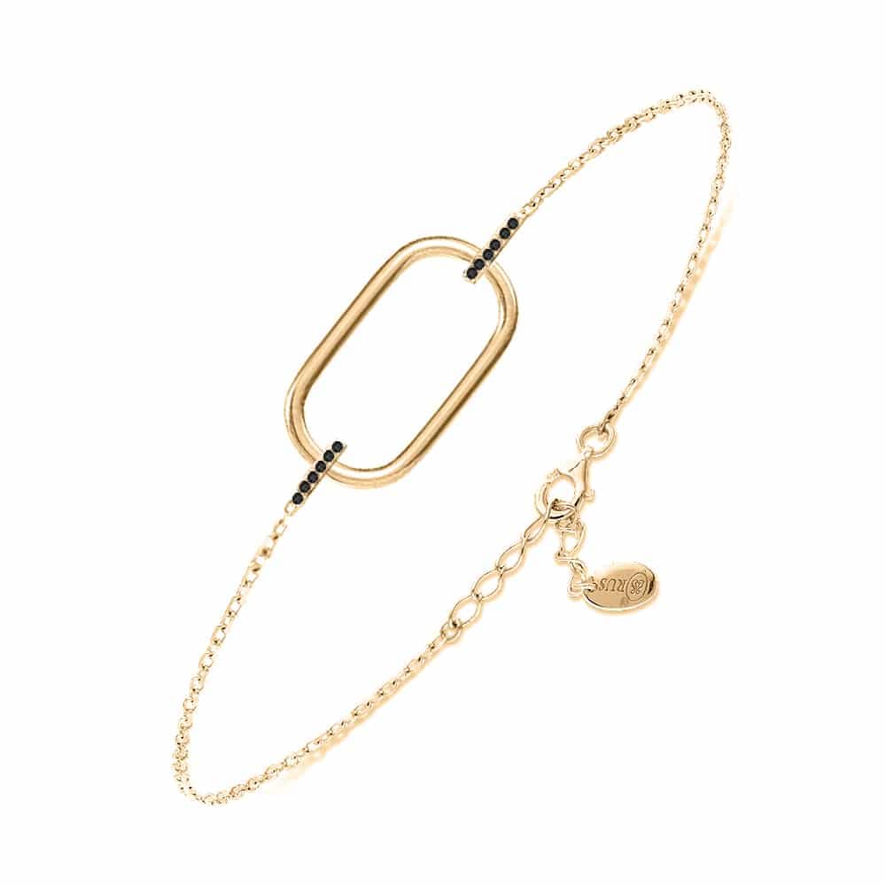 Bracelet argent doré Olga sertie zirconium noir