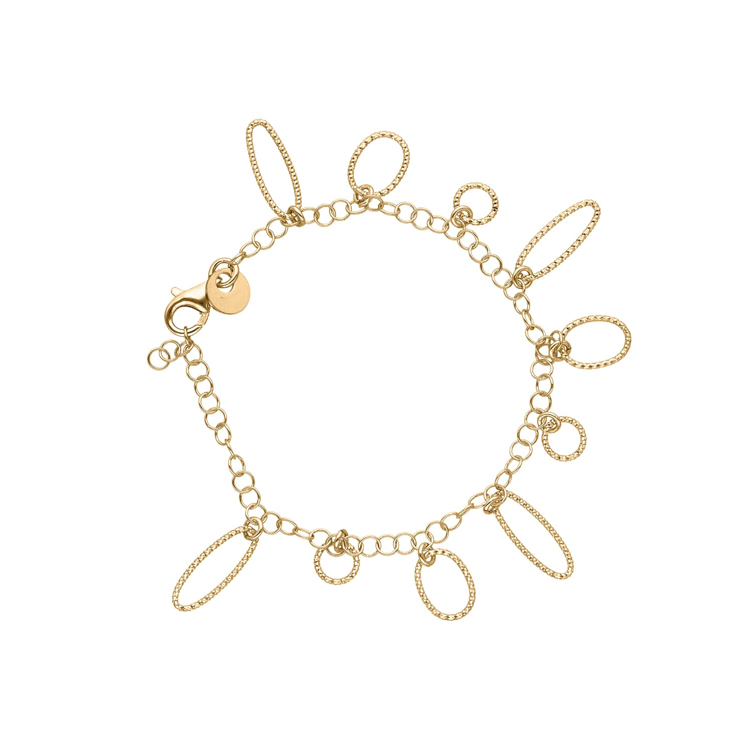 Bracelet argent doré petits cercles et ovales diamantés