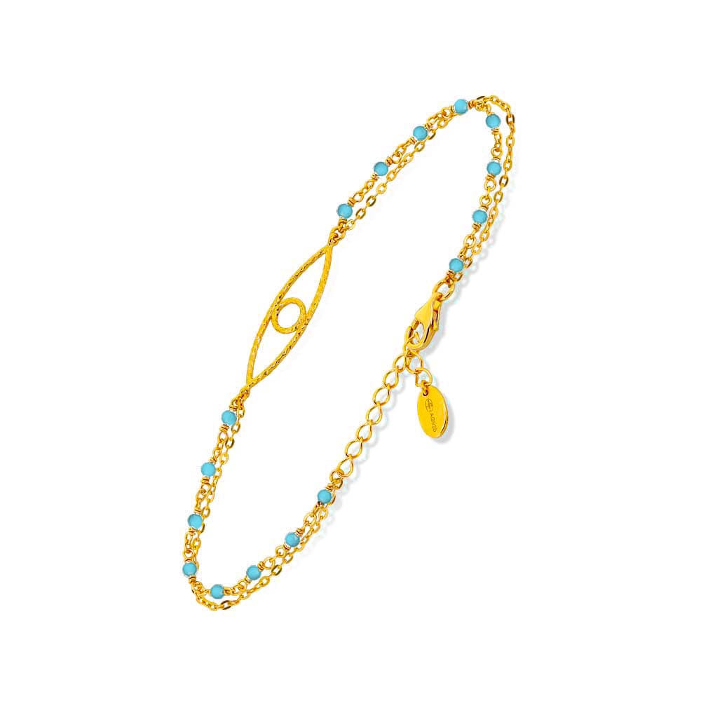 Bracelet en argent oeil orus doré pierre turquoise