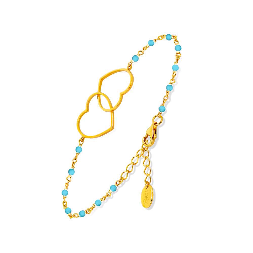 Bracelet argent doré cœur et pierre turquoise