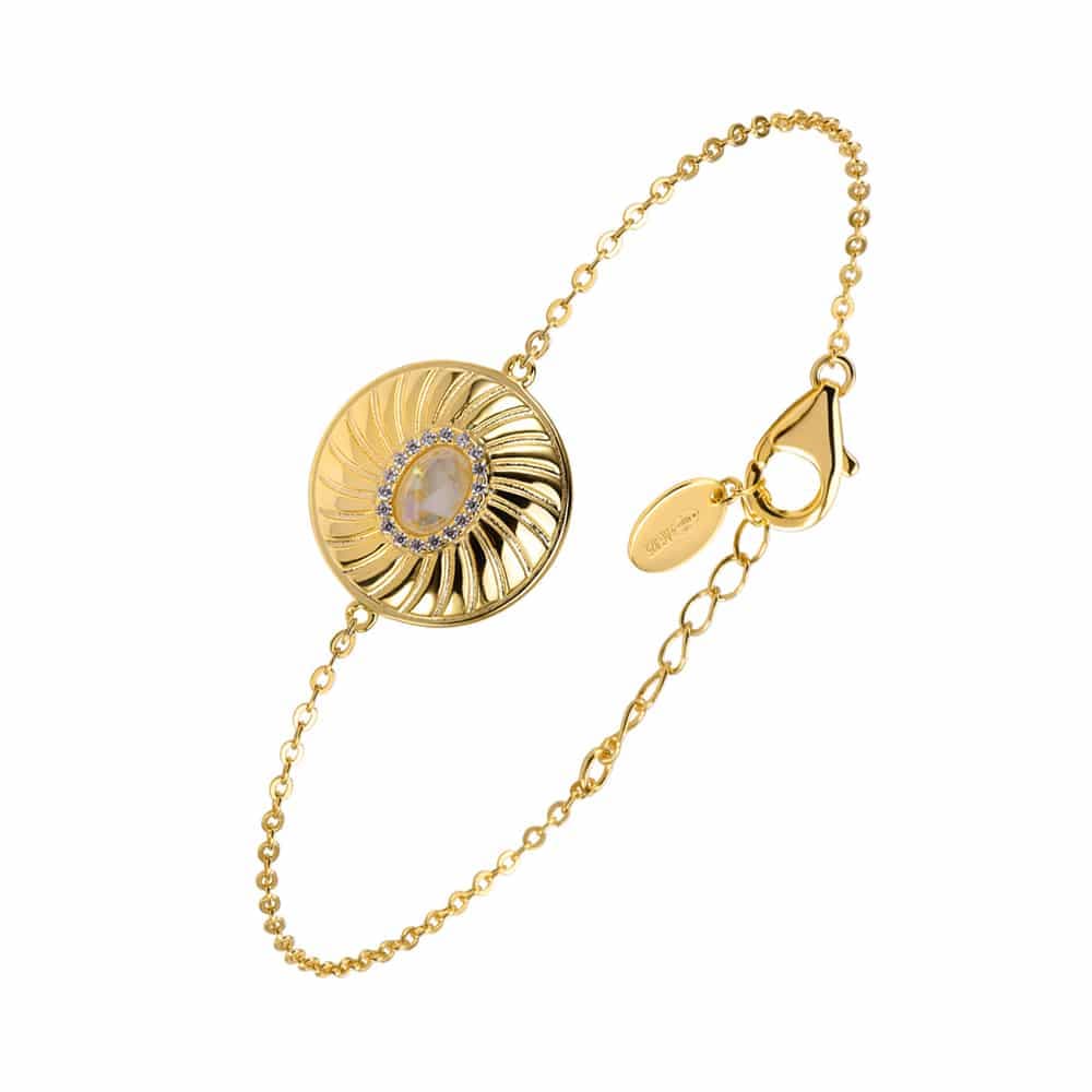 Bracelet  argent doré elisabeth pierre nacre blanche