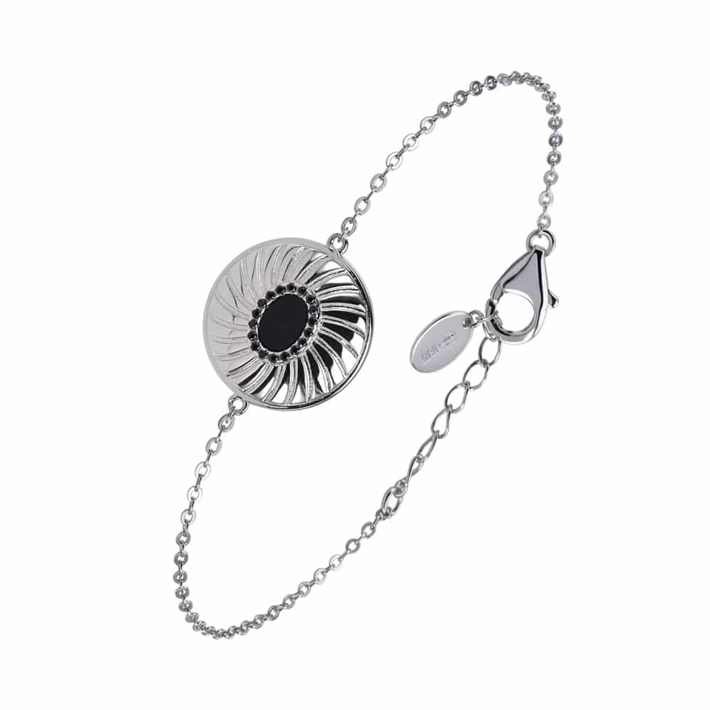 Bracelet argent rhodié elisabeth pierre onyx noire