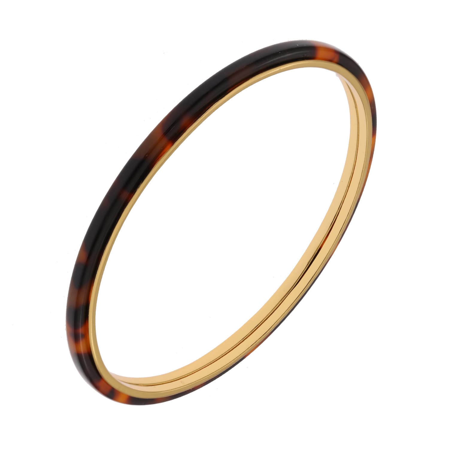 Bracelet argent jonc doré acétate marron
