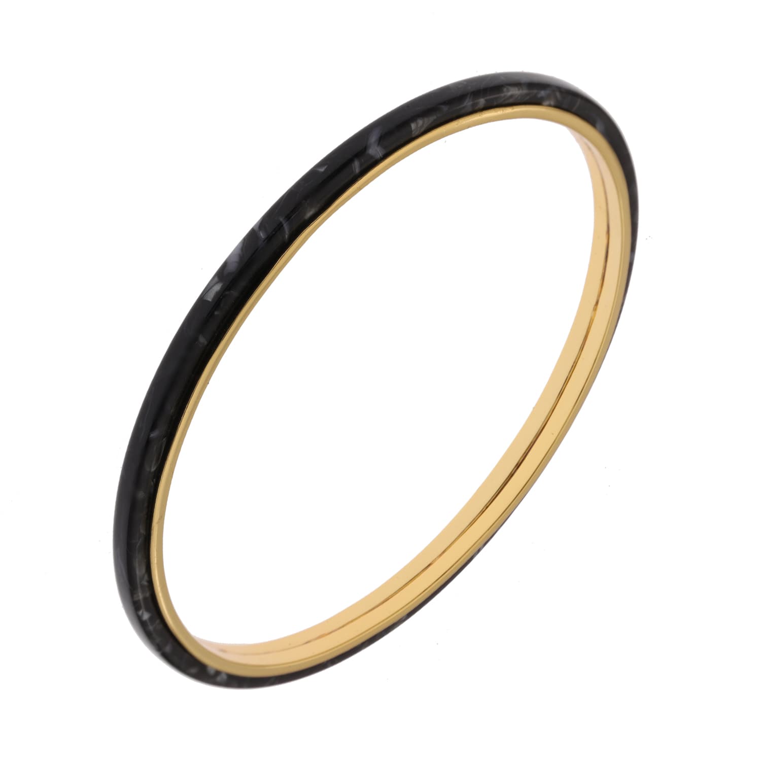 Bracelet argent jonc doré acétate noir