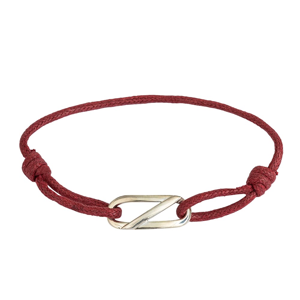 Bracelet argent marine cordon rouge
