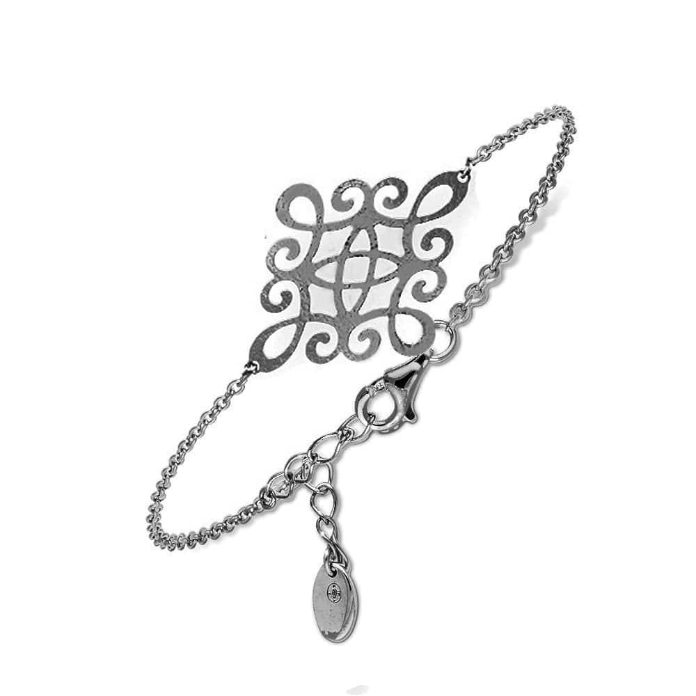 Bracelet argent noir motif losange moderne