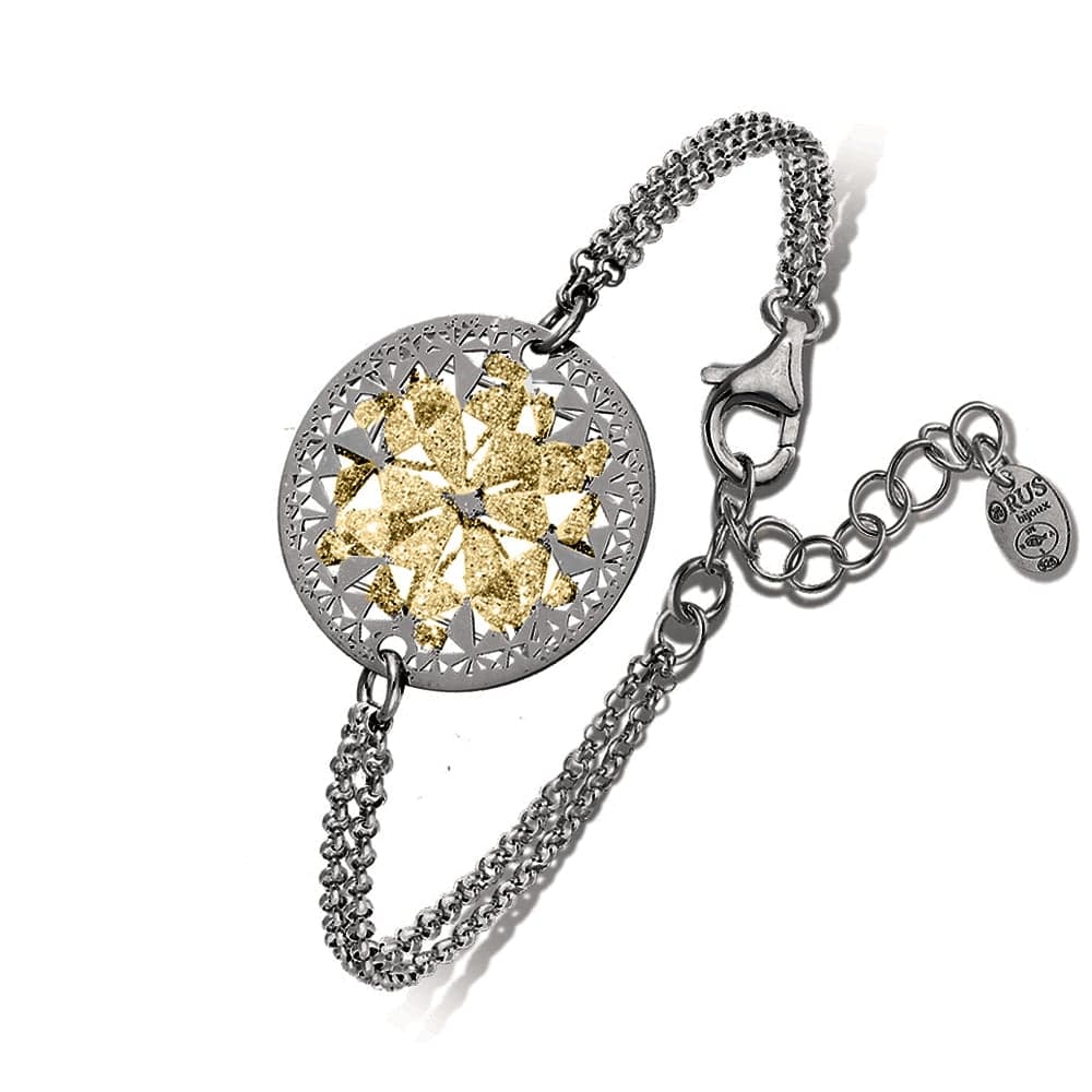 Bracelet argent noir fleur