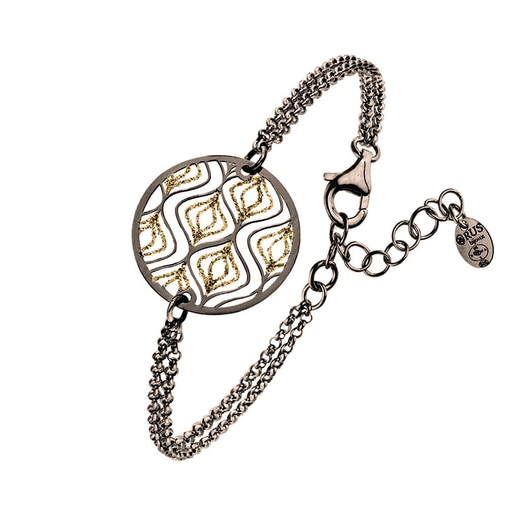 Bracelet argent noir lotus