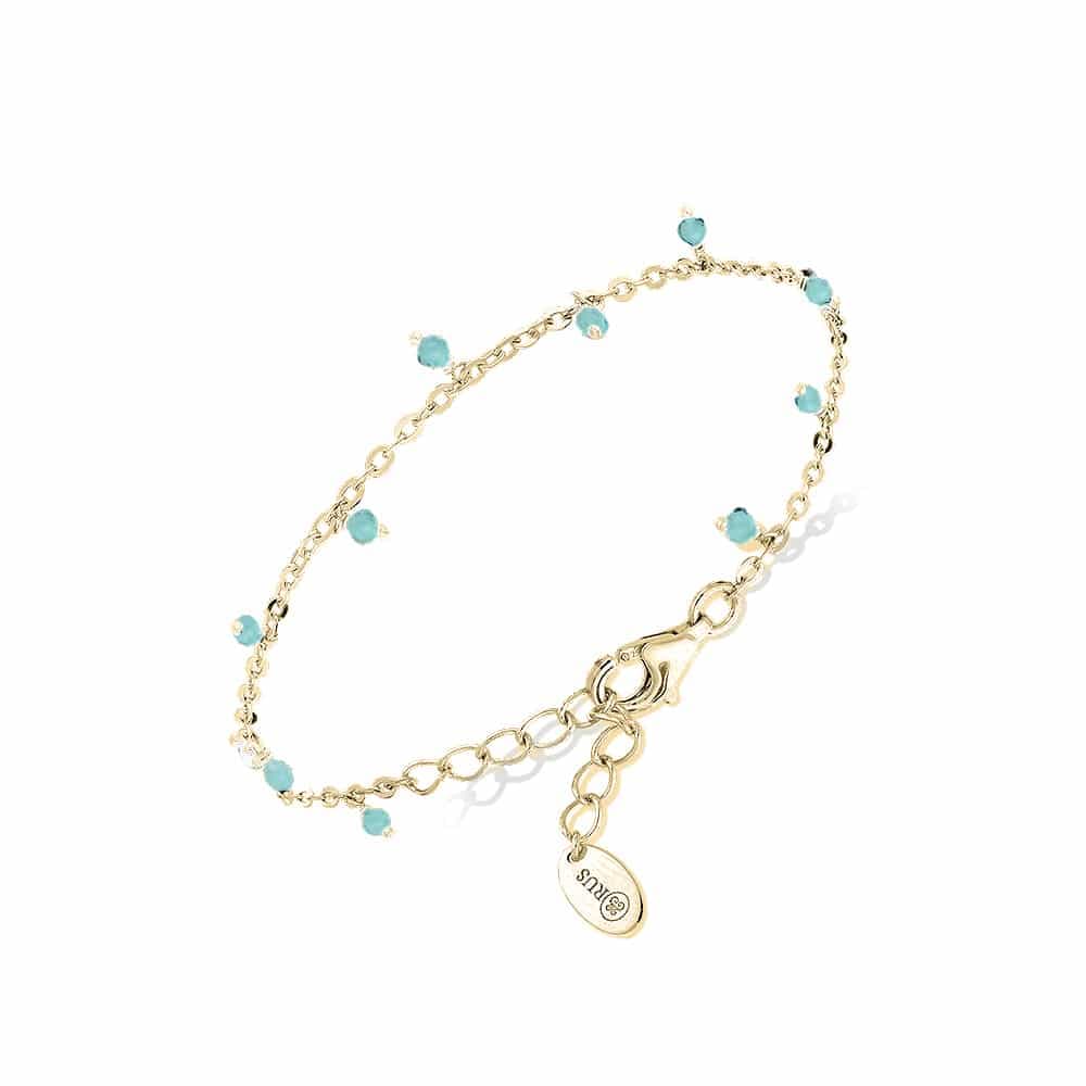 Bracelet argent doré petites goutte perles turquoise