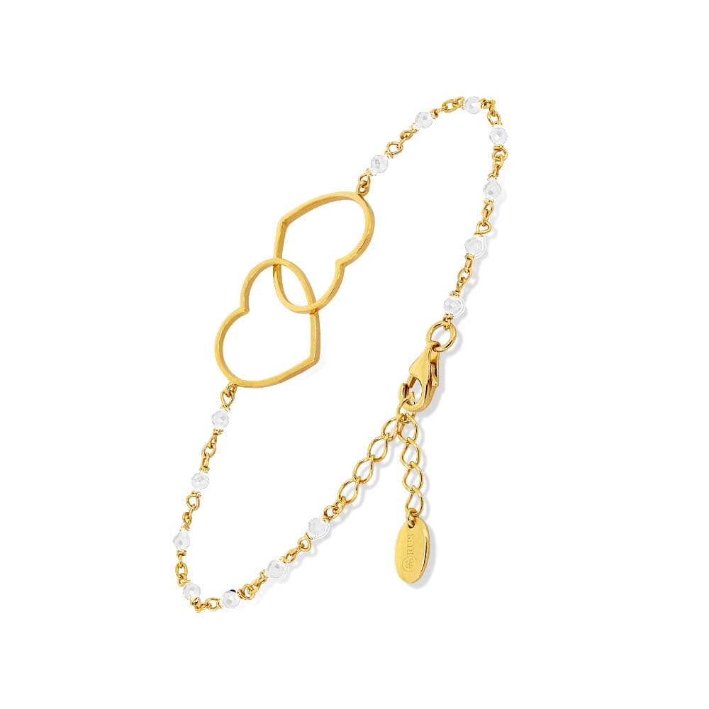 Bracelet argent doré cœur et pierre blanche