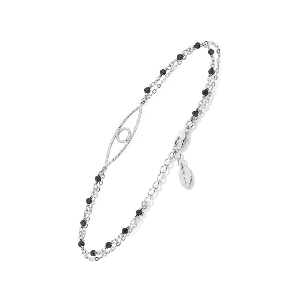 Bracelet argent oeil orus pierre spinelle noire