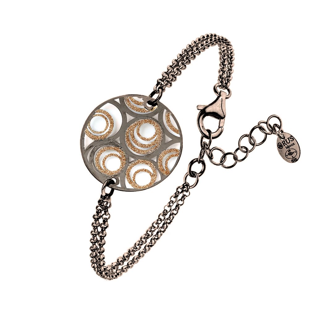 Bracelet argent noir Bubble scintillant doré