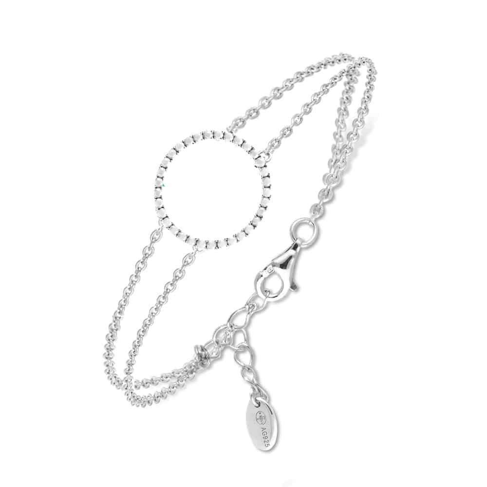 Bracelet argent rhodié cercle de vie serti