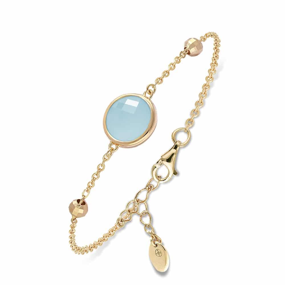 Bracelet argent doré valentine cristal vert eau