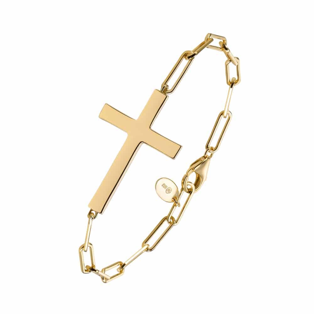 Bracelet chaine argent doré croix marie