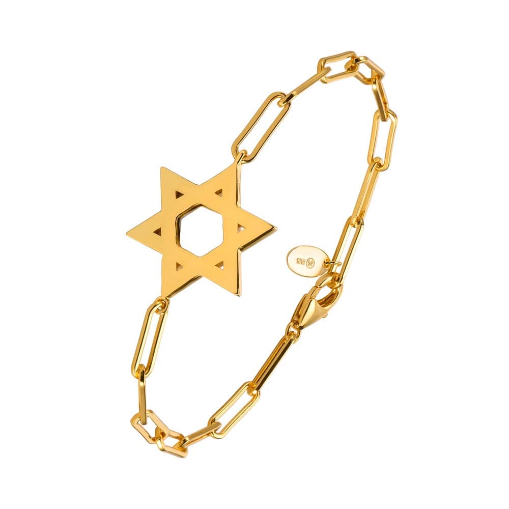 Bracelet chaine argent doré étoile de david
