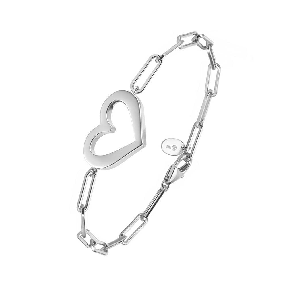 Bracelet chaine argent rhodié cœur valentine