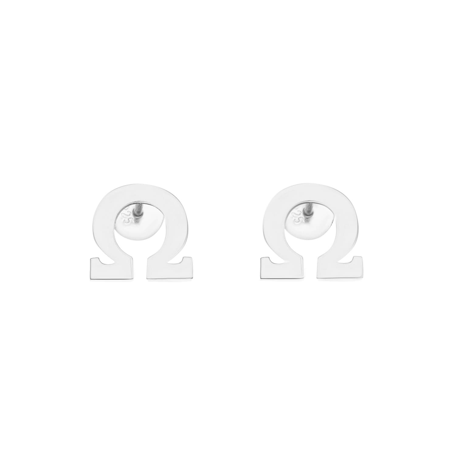 Boucles d'oreilles en argent rhodié Omega