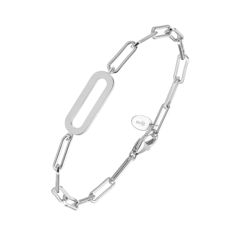 Bracelet chaine argent rhodié ovale eva