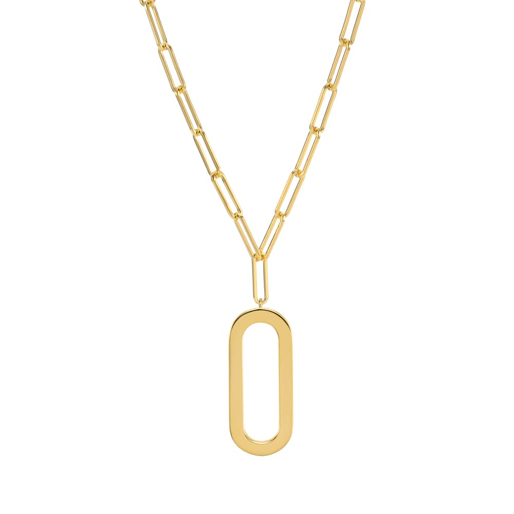 Collier chaine argent rhodié ovale doré eva