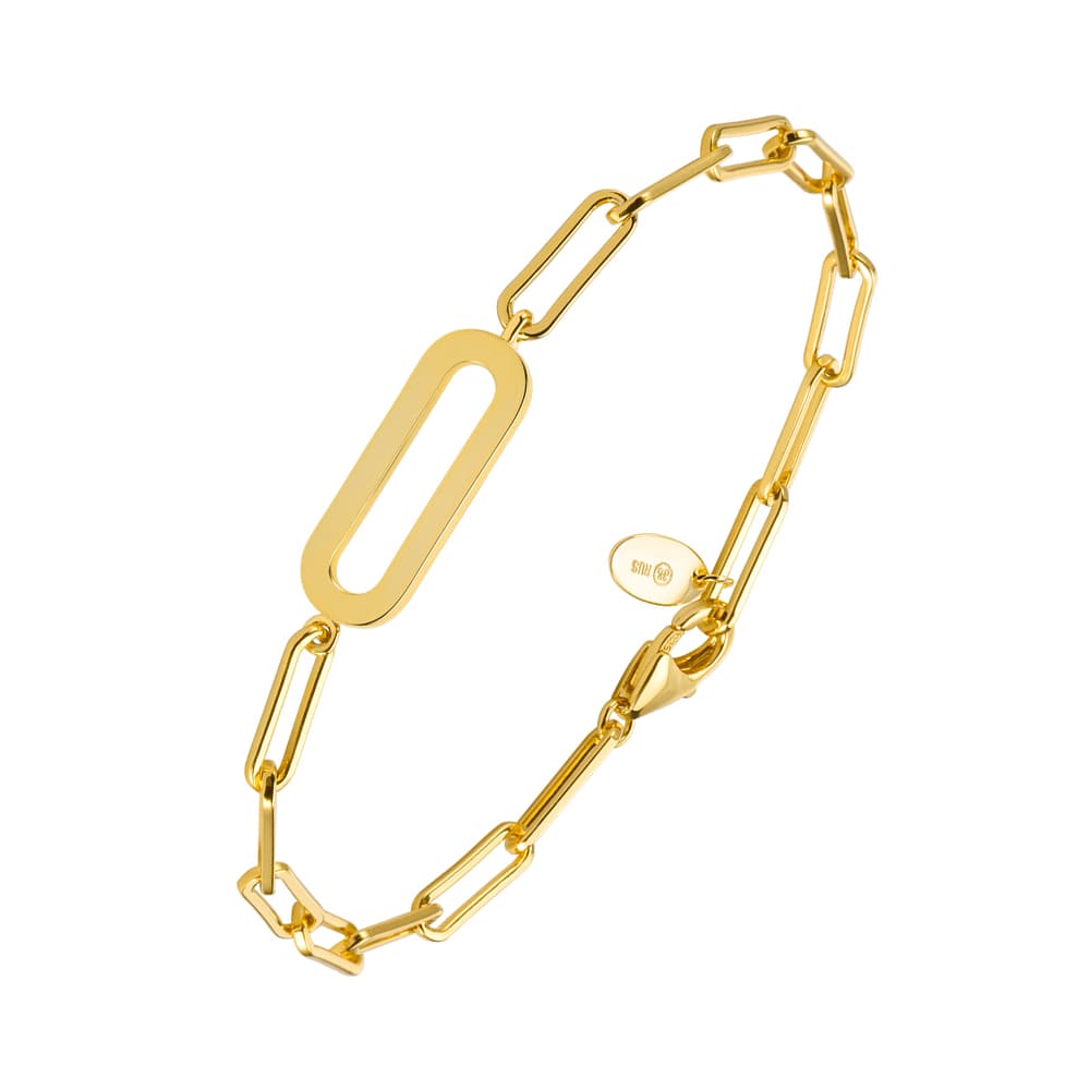 Bracelet chaine argent rhodié ovale doré eva