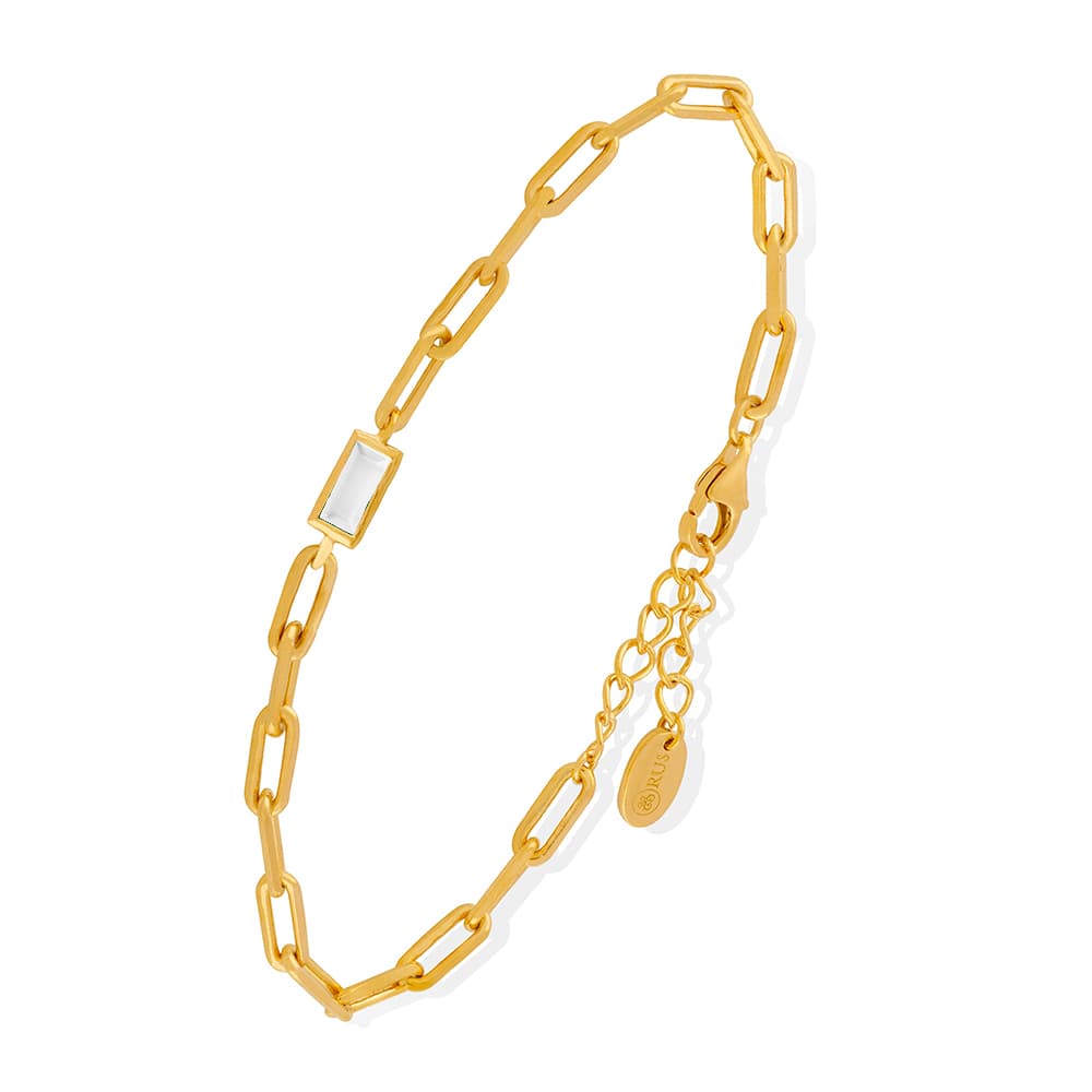 Bracelet chaine en argent pierre de lune blanche doré