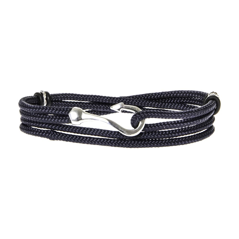 Bracelet cordon double tour hameçon marine