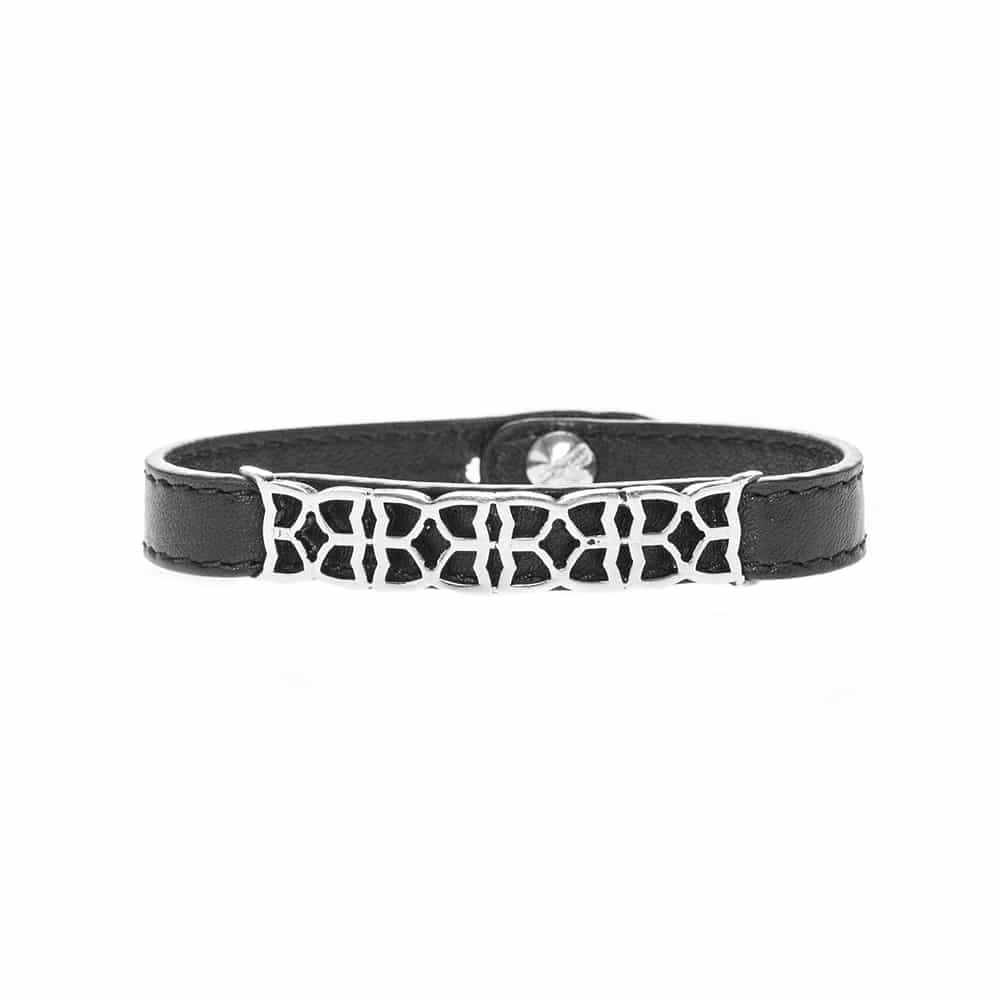 Bracelet cuir et argent design antique homme