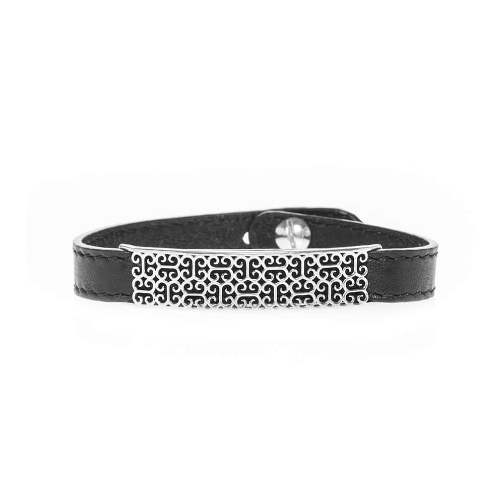 Bracelet cuir et argent style touareg homme