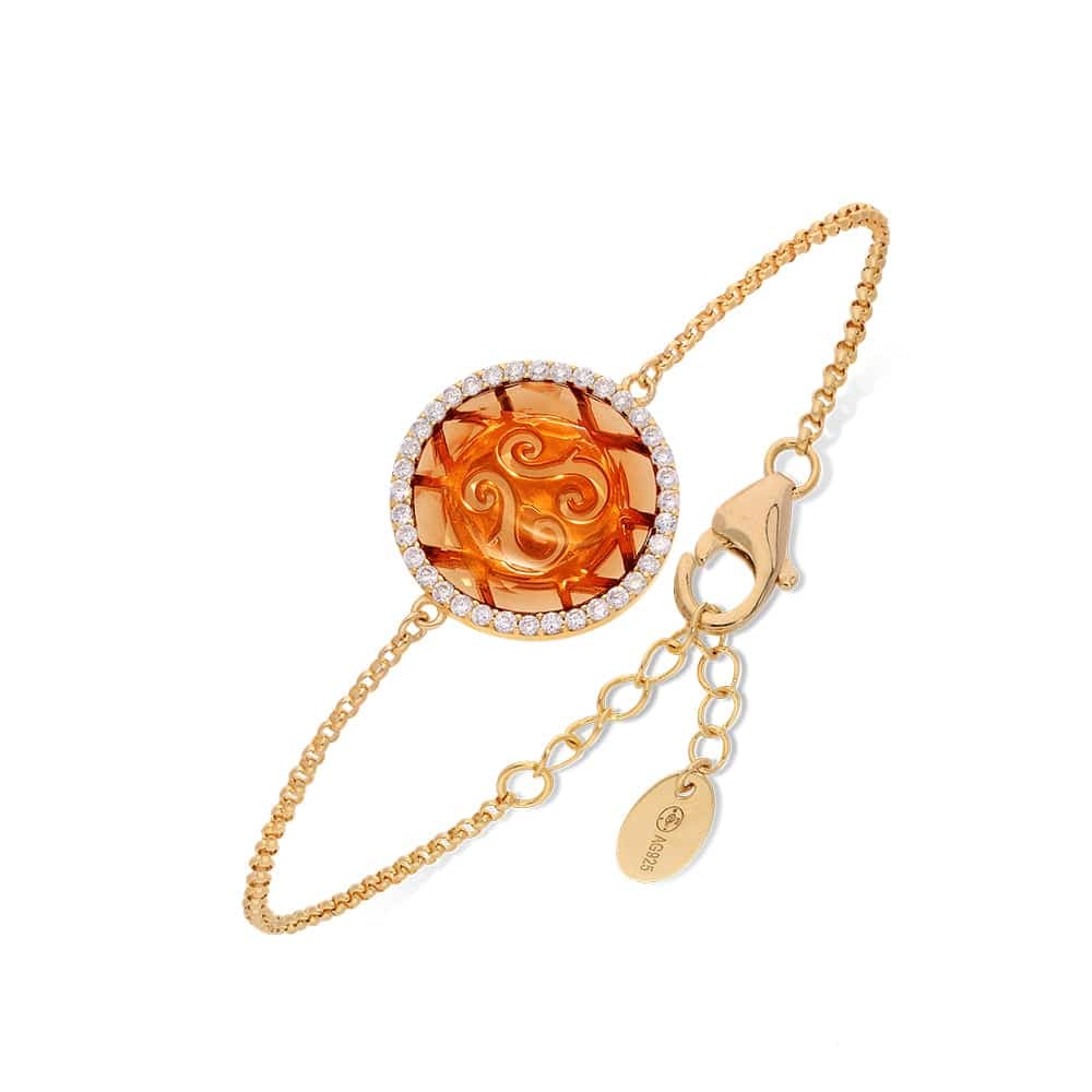 Bracelet disque doré orange