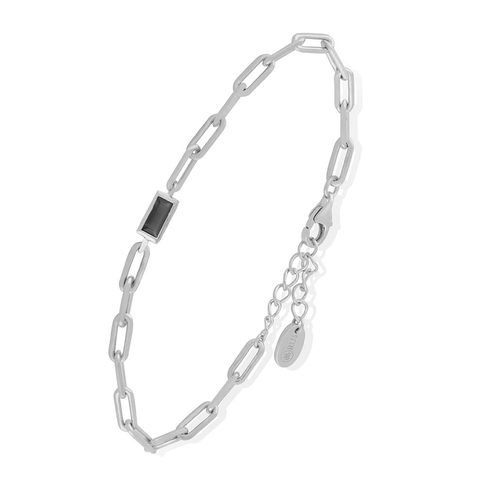 Bracelet chaine en argent pierre spinelle noire
