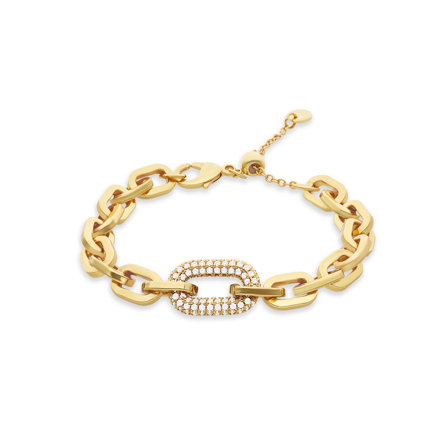 Bracelet doré chaine maille élément oval