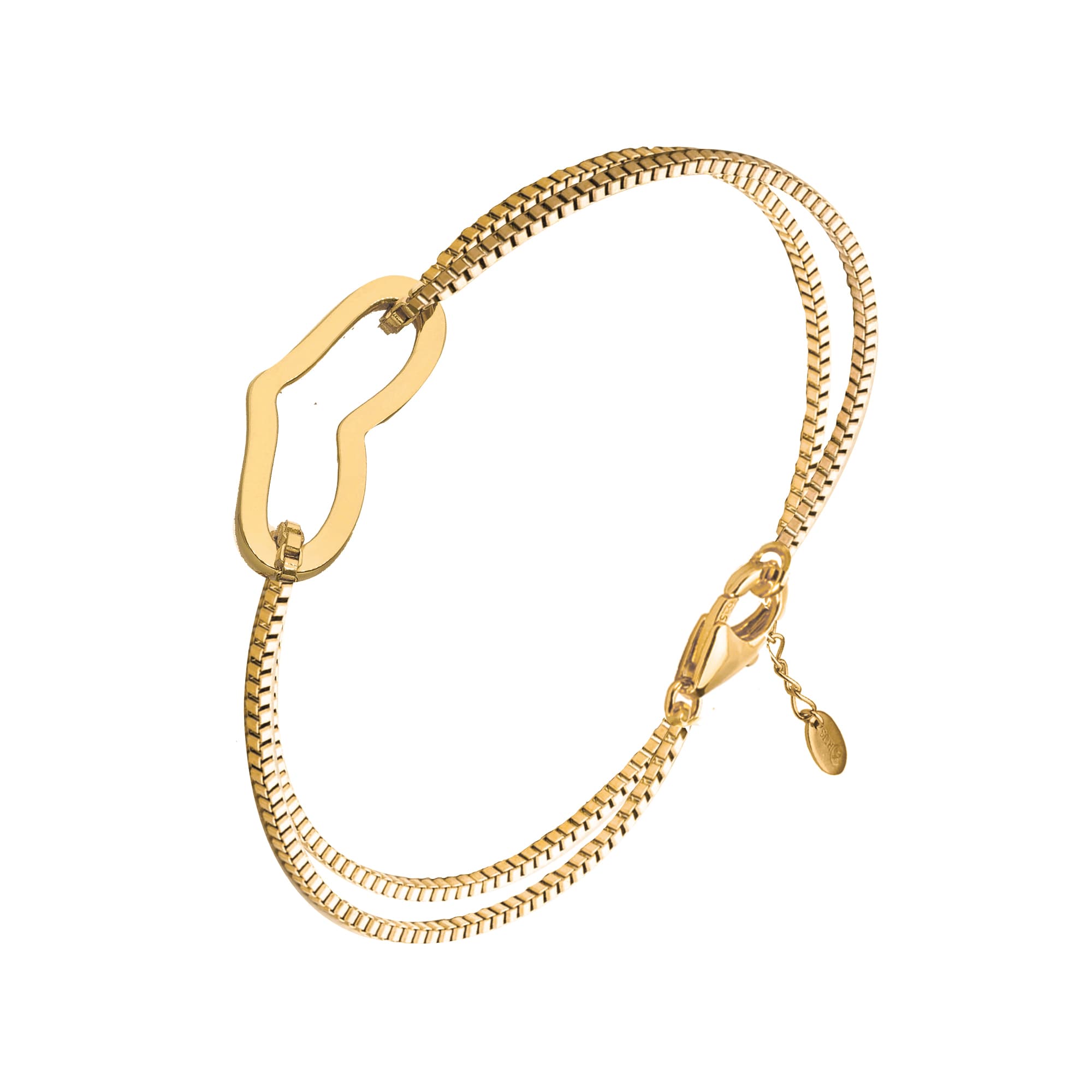 Bracelet doré cœur double chaine