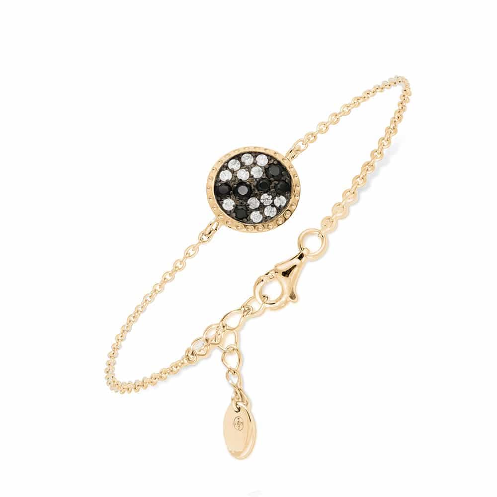 Bracelet doré noir zirconium blanc