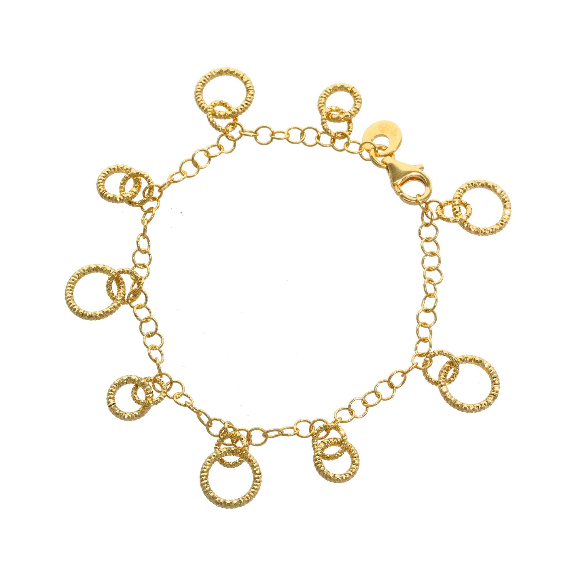 Bracelet en argent doré avec pampilles cercles