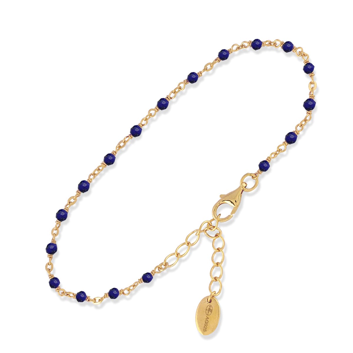Bracelet en argent doré pierres lapis