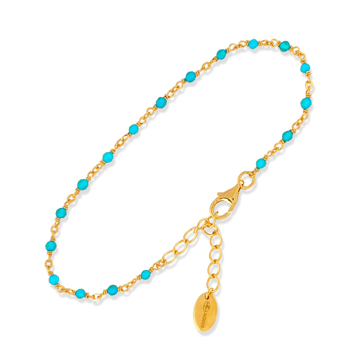Bracelet en argent doré pierres turquoise