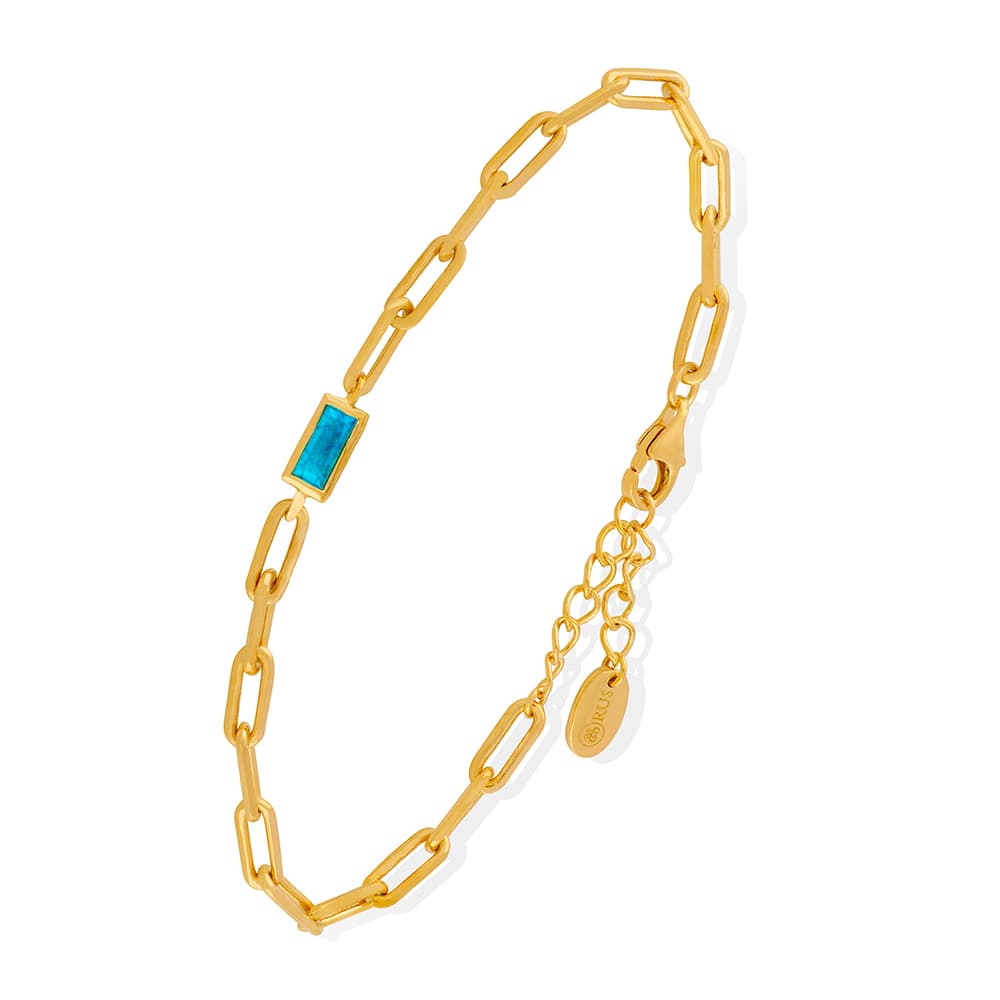 Bracelet chaine en argent pierre turquoise doré