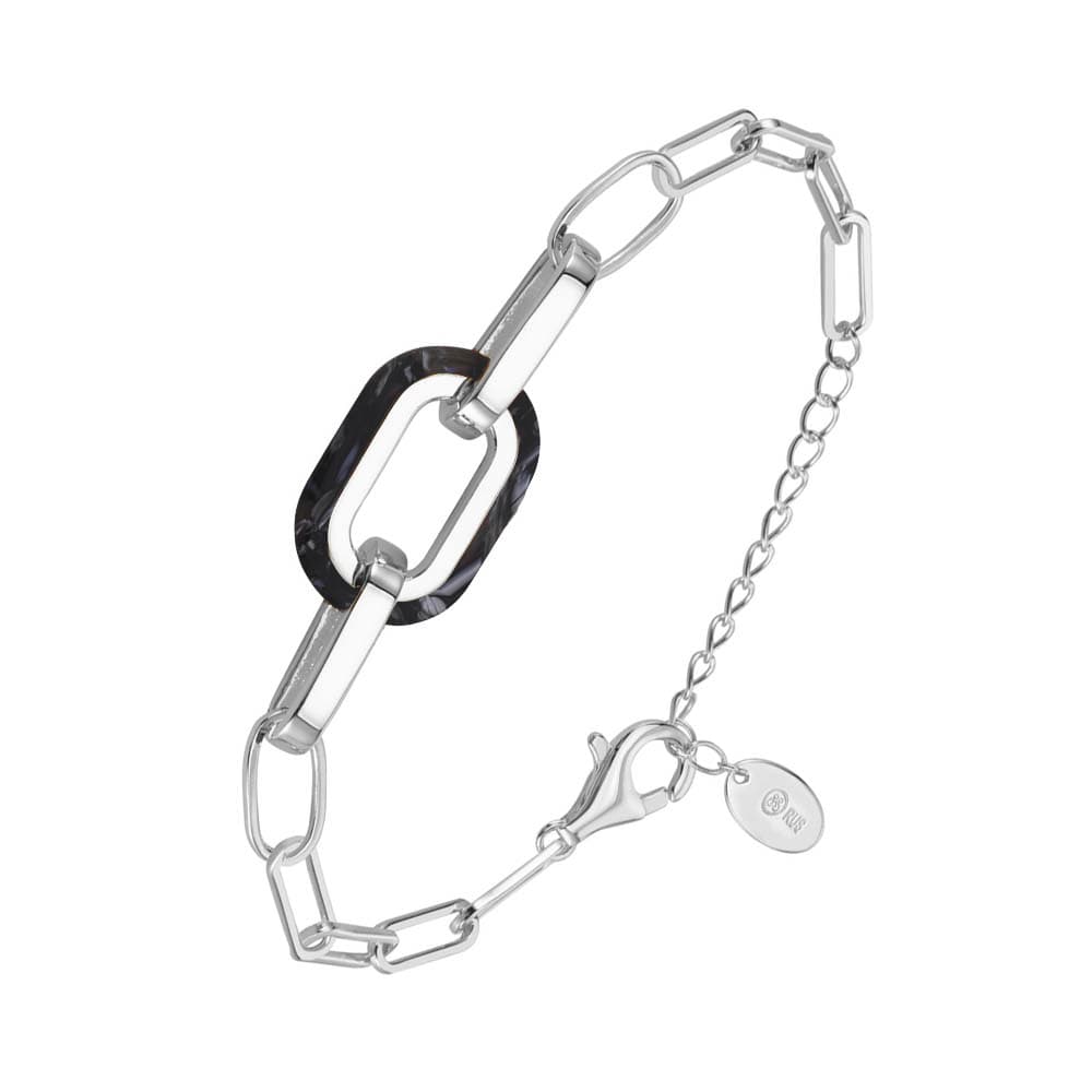 Bracelet en argent rectangle et acétate noire muriel